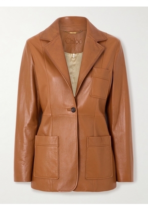 Chloé - Paneled Leather Jacket - Brown - FR 34,FR 36,FR 38,FR 40,FR 42,FR 44,FR 46