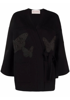 Valentino Garavani embroidered butterfly wrap jacket - Black