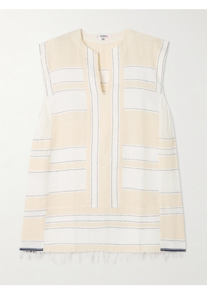 lemlem - Elina Fringed Striped Cotton-blend Kaftan - Cream - x small,small,medium,large