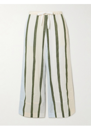 lemlem - Desta Striped Cotton-blend Wide-leg Pants - Green - x small,small,medium,large