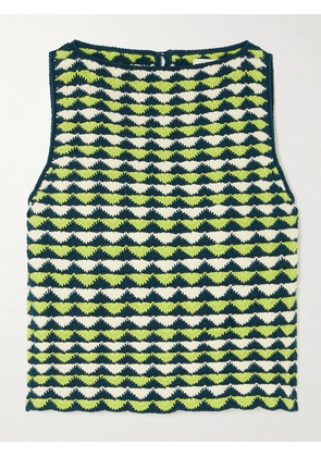 ESCVDO - Motupe Cropped Scalloped Crocheted Cotton Top - Green - x small,small,medium,large,x large