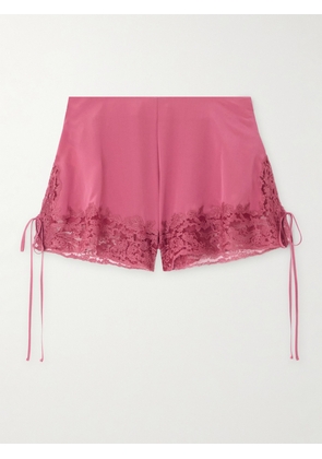 Chloé - Lace-trimmed Organic Silk Crepe De Chine Shorts - Pink - FR 34,FR 36,FR 38,FR 40,FR 42