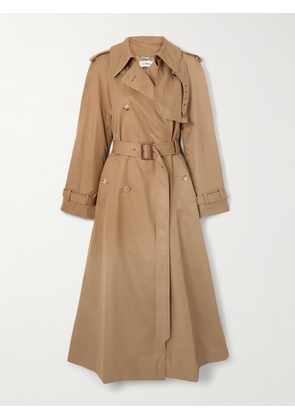 Chloé - Double-breasted Leather-trimmed Cotton-gabardine Trench Coat - Brown - FR 34,FR 36,FR 38,FR 40,FR 42