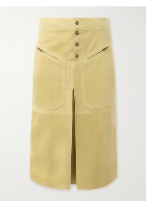 Chloé - Pleated Paneled Suede Midi Skirt - Neutrals - FR 34,FR 36,FR 38,FR 40,FR 42