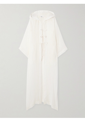 Lisa Marie Fernandez - Hooded Crinkled Linen-blend Gauze Kaftan - White - 1,2,3,4