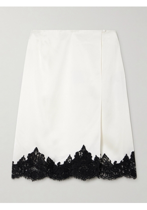 Stella McCartney - Lace-trimmed Satin Wrap Skirt - Off-white - IT34,IT36,IT38,IT40,IT42,IT44,IT46,IT48,IT50