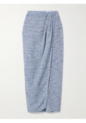 Lisa Marie Fernandez - Pleated Striped Linen-blend Gauze Pareo - Blue - 1,2,3,4