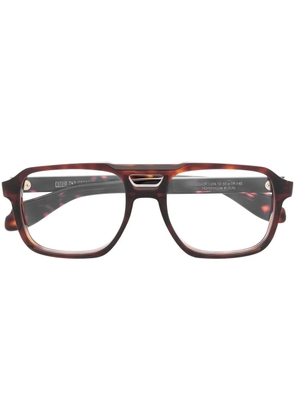 Cutler & Gross tortoiseshell-effect rectangle-frame glasses - Brown