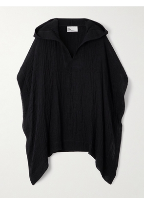Lisa Marie Fernandez - Hooded Crinkled Linen-blend Gauze Poncho - Black - XS/S,M/L