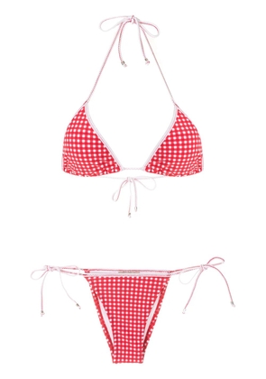 Amir Slama checkered print triangle bikini set - Pink
