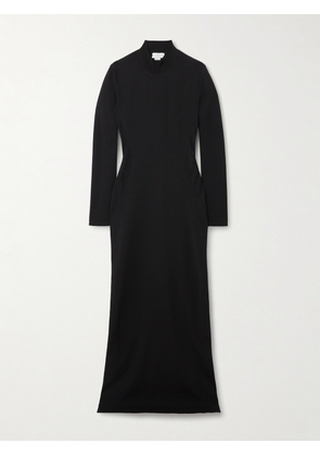 Stella McCartney - Paneled Lace-trimmed Stretch-knit Turtleneck Maxi Dress - Black - xx small,x small,small,medium,large