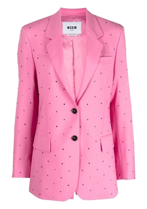 MSGM crystal-embellished single-breasted blazer - Pink