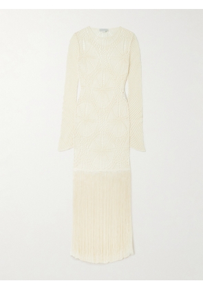 Stella McCartney - Fringed Crocheted Maxi Dress - Ivory - x small,small,medium,large,x large