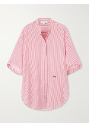 Stella McCartney - Oversized Embroidered Striped Organic Silk Shirt - IT36,IT38,IT40,IT42,IT44,IT46,IT48,IT50