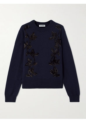 Jil Sander - Embroidered Merino Wool Sweater - Blue - FR 34,FR 36,FR 38,FR 40,FR 42,FR 44