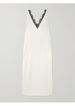 Stella McCartney - Lace-trimmed Satin Midi Dress - Ivory - IT34,IT36,IT38,IT40,IT42,IT44,IT46,IT48,IT50