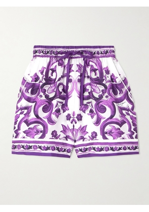 Dolce & Gabbana - Printed Silk-twill Shorts - Purple - IT36,IT38,IT40,IT42,IT44,IT46,IT48,IT50