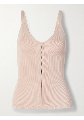 Proenza Schouler White Label - Gene Pointelle-knit Silk And Cotton-blend Tank - Pink - xx small,x small,small,medium,large,x large