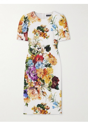 Dolce & Gabbana - Floral-print Jacquard-knit Midi Dress - White - IT36,IT38,IT40,IT42,IT46,IT48,IT50