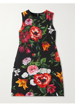 Dolce & Gabbana - Floral-print Jersey Mini Dress - Black - IT36,IT38,IT40,IT42,IT44,IT46,IT48
