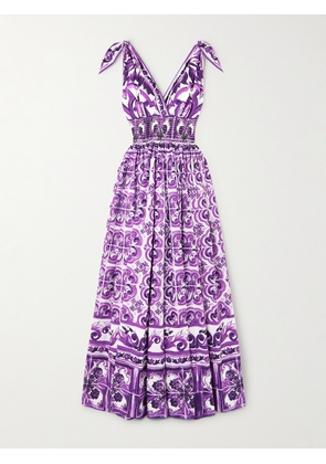 Dolce & Gabbana - Printed Cotton-poplin Midi Dress - Purple - IT36,IT38,IT40,IT42,IT44,IT46,IT48