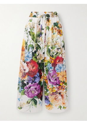 Dolce & Gabbana - Floral-print Cotton-poplin Wide-leg Pants - White - IT36,IT38,IT40,IT42,IT44,IT46,IT48,IT50