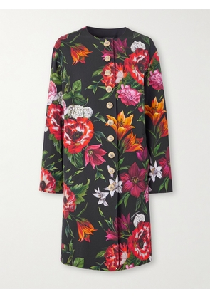 Dolce & Gabbana - Floral-print Crepe Coat - Black - IT38,IT40,IT42,IT44,IT46