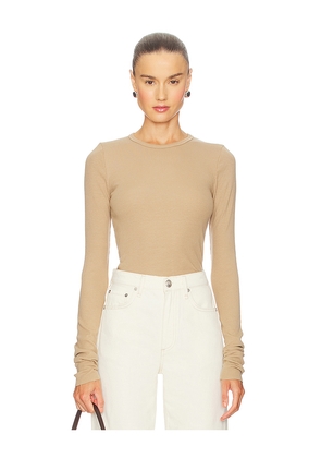 Eterne Long Sleeve Fitted Top in Taupe. Size L. Also in XL.