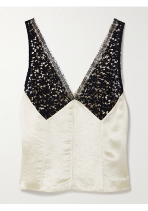 Maria McManus - Satin-twill And Corded Lace Camisole - Cream - US0,US2,US4,US6,US8,US10