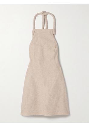 Cult Gaia - Lenis Cotton And Linen-blend Halterneck Mini Dress - Neutrals - xx small,x small,small,medium,large,x large