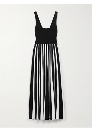 Maria McManus - Striped Ribbed Pointelle-knit Midi Dress - Black - x small,small,medium,large