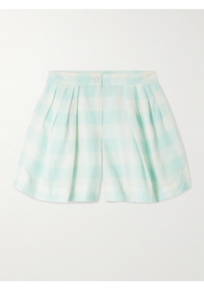 Thierry Colson - Kenya Pleated Checked Linen And Cotton-blend Shorts - Green - x small,small,medium,large,x large