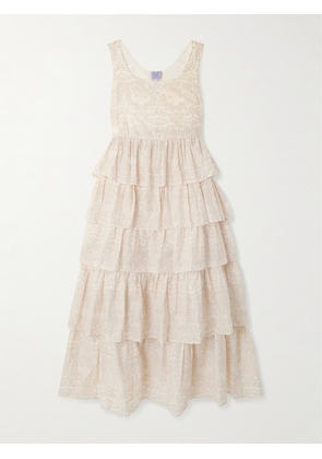 Thierry Colson - Ines Tiered Printed Cotton And Silk-blend Maxi Dress - Pink - x small,small,medium,large,x large