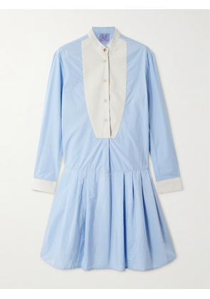 Thierry Colson - Lizbeth Pinstriped Cotton-poplin Mini Dress - Blue - x small,small,medium,large,x large