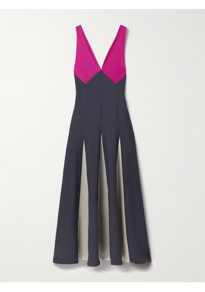 Maria McManus - Paneled Twill, Crepe De Chine And Satin Maxi Dress - Gray - US0,US2,US4,US6,US8,US10