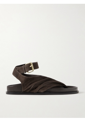 A Emery - Mantei Ruched Suede And Leather Sandals - Gray - IT35,IT36,IT37,IT38,IT39,IT40,IT41,IT42
