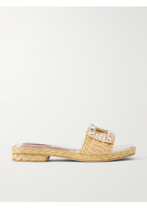Roger Vivier - 25 Crystal-embellished Raffia Sandals - Neutrals - IT36,IT37,IT38,IT39,IT40,IT41,IT42