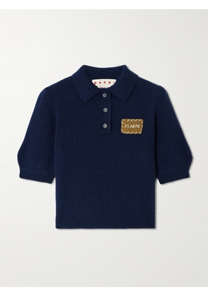 Marni - Embroidered Cashmere Polo Shirt - Blue - IT36,IT38,IT40,IT42,IT44,IT46,IT48