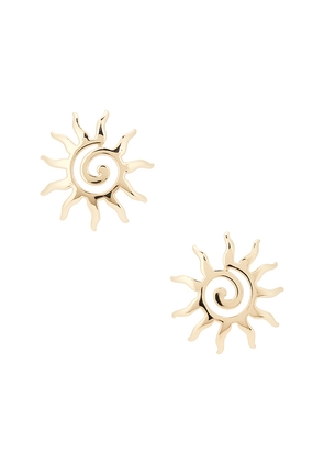 BaubleBar Cyra Sun Earrings in Metallic Gold.