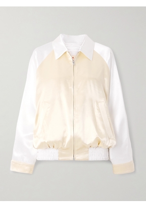 Marni - Appliquéd Two-tone Satin Bomber Jacket - Ivory - IT38,IT40,IT42,IT44,IT46