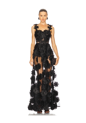 Bronx and Banco Rosalie Noir Gown in Black. Size L. Also in S, XL.