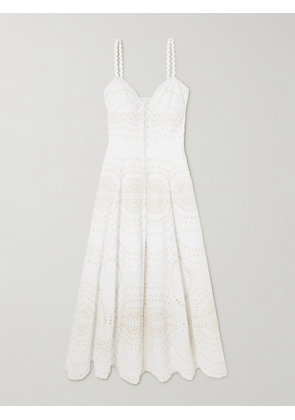 Charo Ruiz - Catta Scalloped Broderie Anglaise Cotton-blend Midi Dress - Ivory - x small,small,medium,large,x large