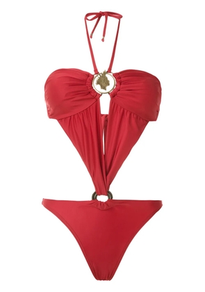Amir Slama cut out halterneck swimsuit - Red