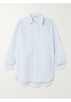Acne Studios - Printed Striped Cotton-poplin Shirt - Blue - x small,small,medium,large,x large