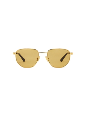 Bottega Veneta Split Sunglasses in Metallic Gold.