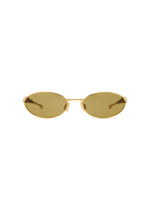 Bottega Veneta Sardine Sunglasses in Metallic Gold.