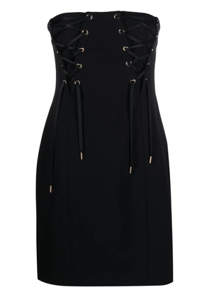 PINKO lace-up strapless stretch-crepe minidress - Black