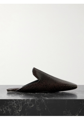 Dries Van Noten - Snake-effect Leather Mules - Brown - IT36,IT37,IT37.5,IT38,IT38.5,IT39,IT39.5,IT40,IT40.5,IT41