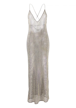 GANNI embellished mesh midi dress - Grey