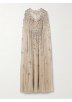Zuhair Murad - Freya Draped Embellished Tulle Gown - Neutrals - FR 34,FR 36,FR 38